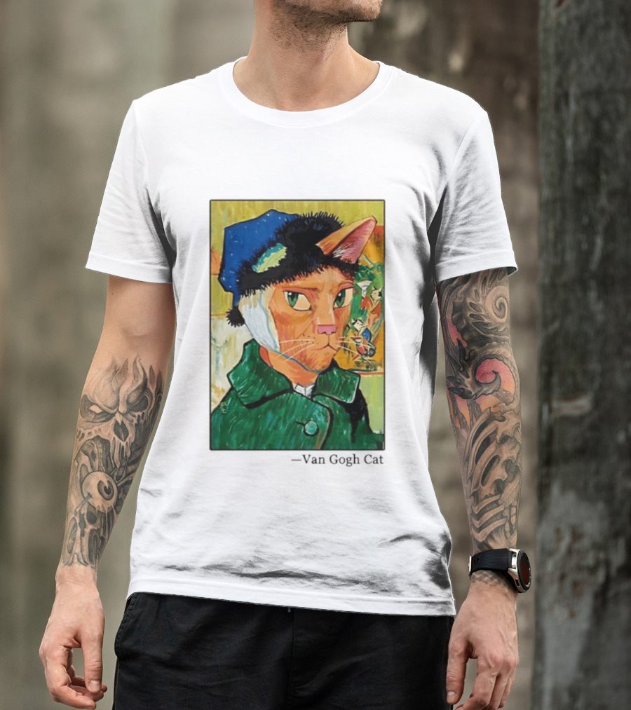 Cat In Van Gogh Style With Bandaged Ear Iconic Painting T-Shirt