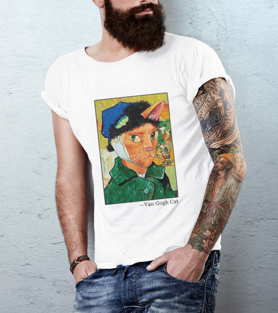 Cat In Van Gogh Style With Bandaged Ear Iconic Painting T-Shirt