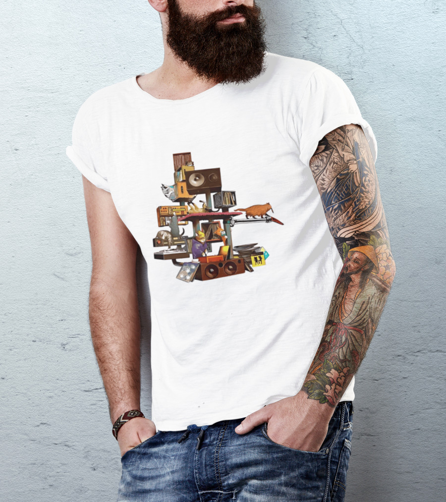 Cats Jamming With Crates And Music Gear T-Shirt
