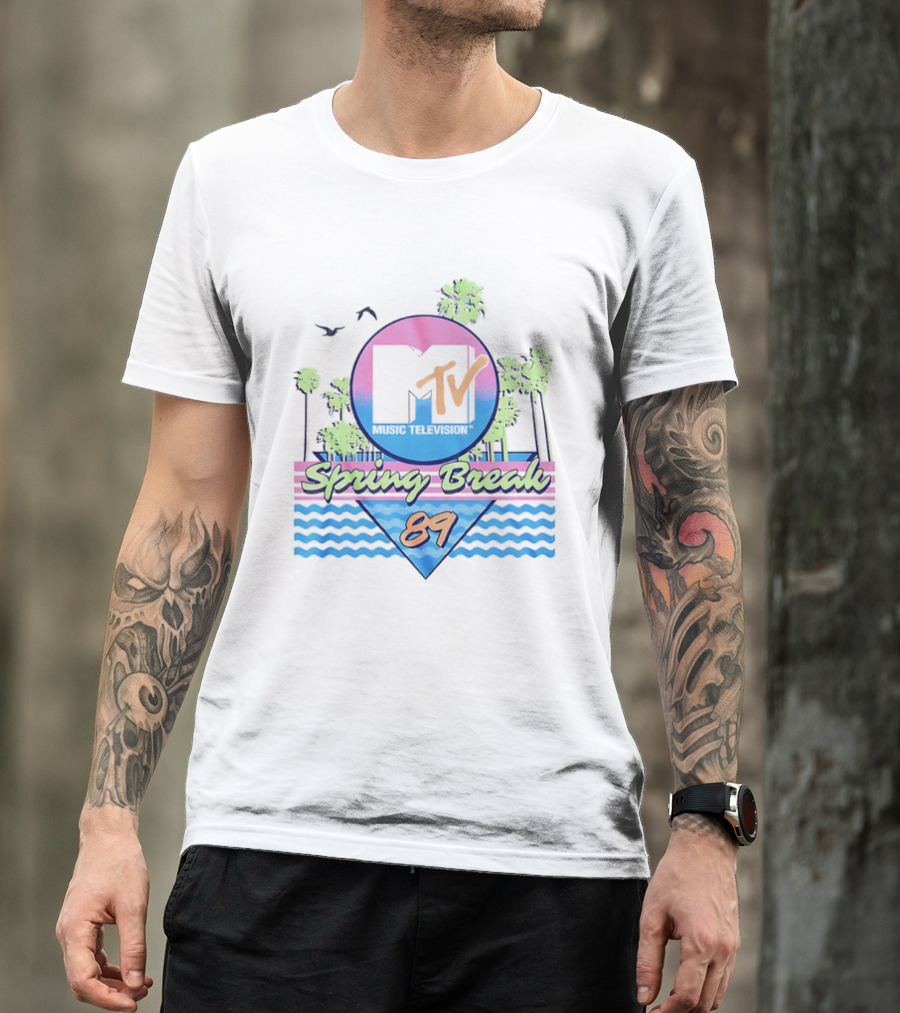 MTV Spring Break 89 Retro Vibe Palm Trees Vintage Aesthetic T-Shirt