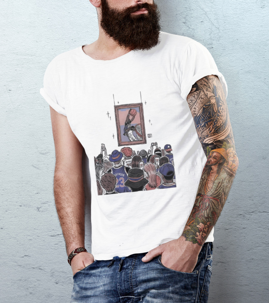 Mitchell Robinson New York Knicks Dunk Moment Over Philadelphia 76ers Joel Embiid Basketball Fans Gallery T-Shirt