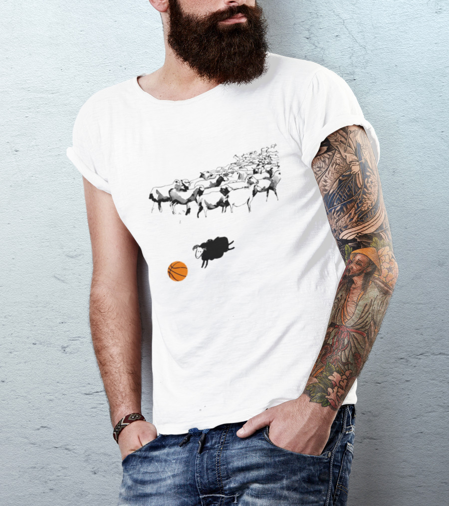 Triple Threat Sleep Basketball Sheep Herd Orange Ball T-Shirt