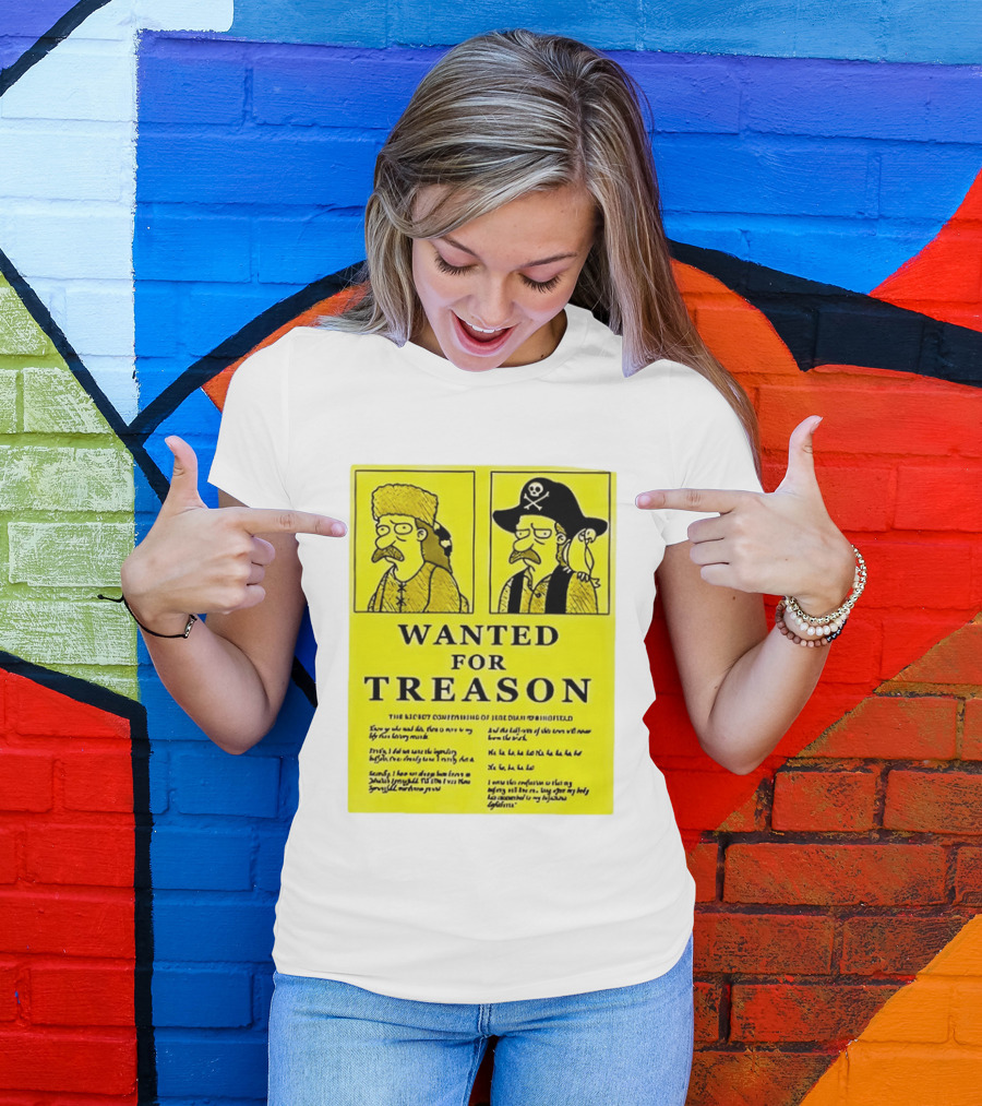 Wanted For Treason Kirk Van Houten Pirate And Russian Hat Cartoon Wanted T-Shirt