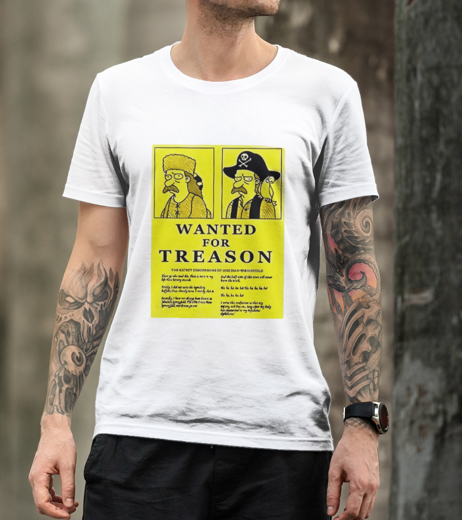 Wanted For Treason Kirk Van Houten Pirate And Russian Hat Cartoon Wanted T-Shirt