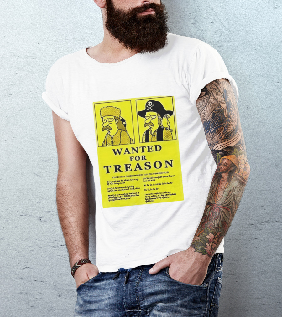 Wanted For Treason Kirk Van Houten Pirate And Russian Hat Cartoon Wanted T-Shirt