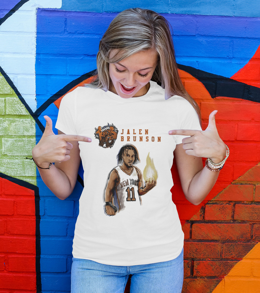 New York Knicks Jalen Brunson Flame 11 T-Shirt