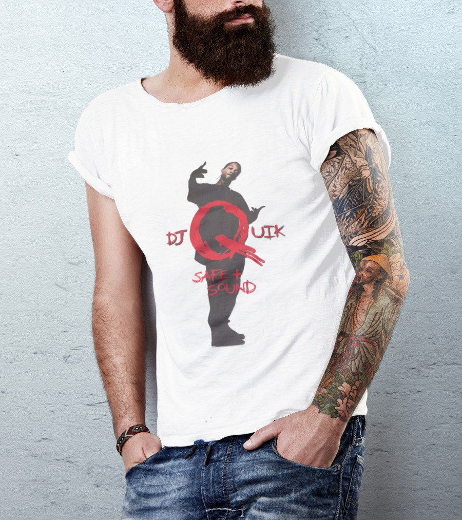 DJ Quik Safe Sound Album Cover Art Featuring Bold Red Lettering T-Shirt