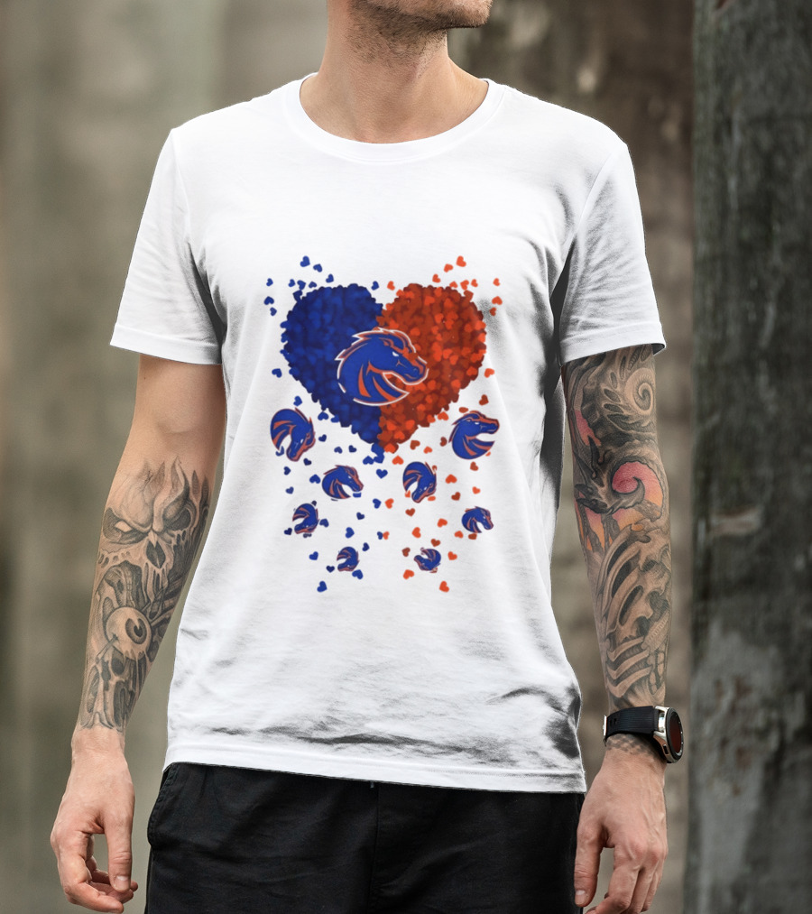 Heart Of Boise State Broncos Football 2026 Blue Orange Passion T-Shirt