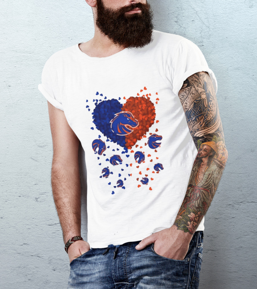 Heart Of Boise State Broncos Football 2026 Blue Orange Passion T-Shirt