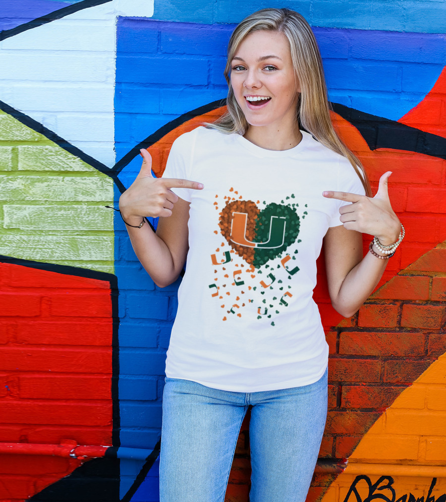 Heart Of Miami Hurricanes 2026 U Logo Football Celebration T-Shirt