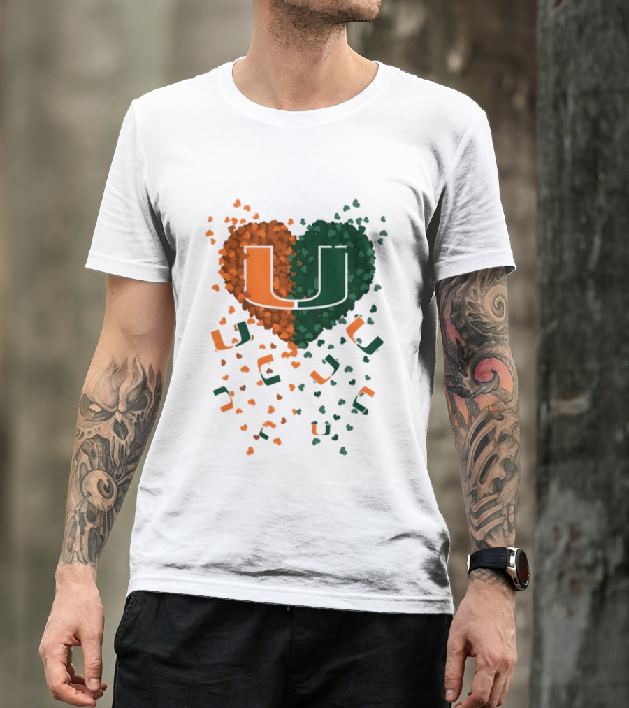 Heart Of Miami Hurricanes 2026 U Logo Football Celebration T-Shirt