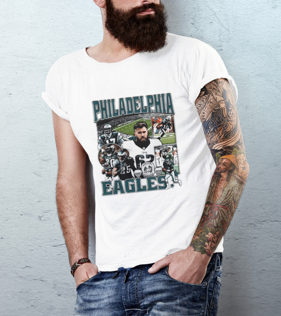 Philadelphia Eagles Football 90s Bootleg Players Collage T-Shirt