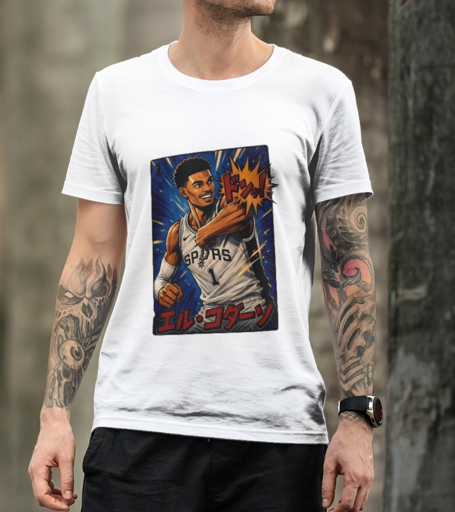 El Codazo Victor Wembanyama San Antonio Spurs Basketball Manga Style Japanese T-Shirt