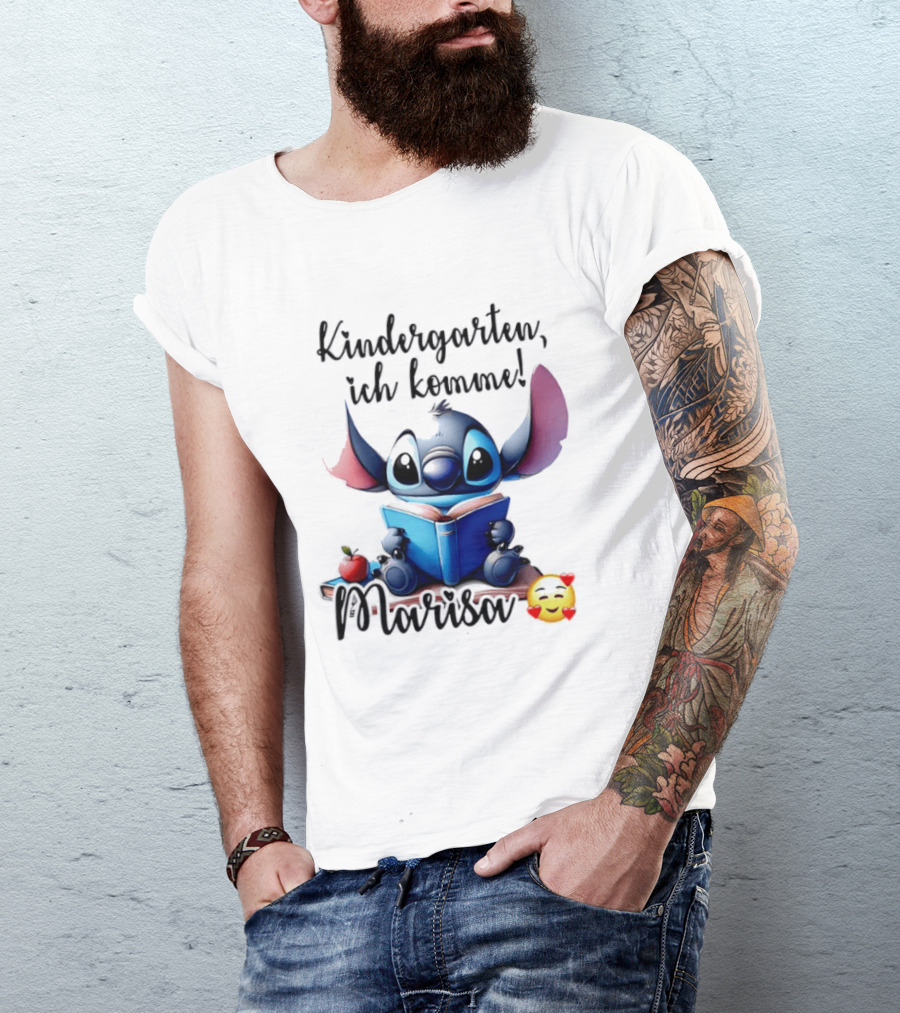 Kindergarten Ich Komme Marisa Blue Alien Book Reading T-Shirt