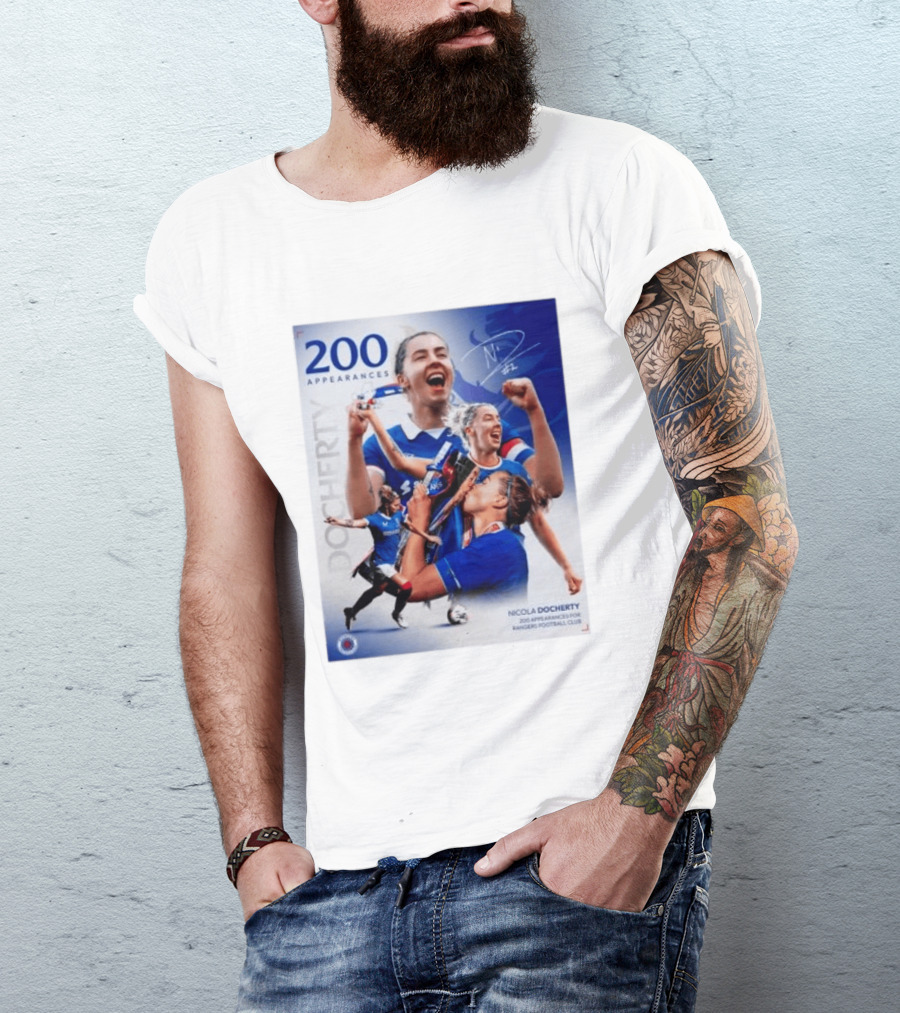 Nicola Docherty 200 Appearances Rangers Football Club Celebration T-Shirt