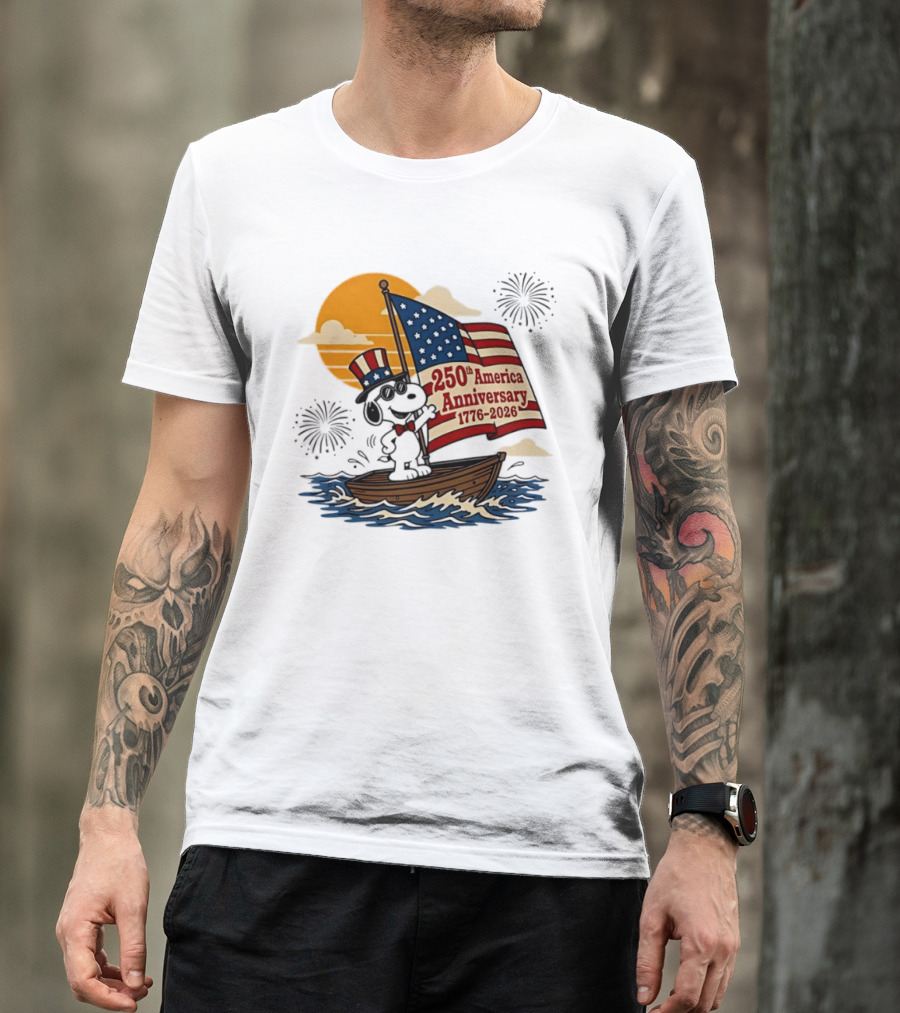 Snoopy 250th America Anniversary 1776 2026 Sailboat Celebration T-Shirt