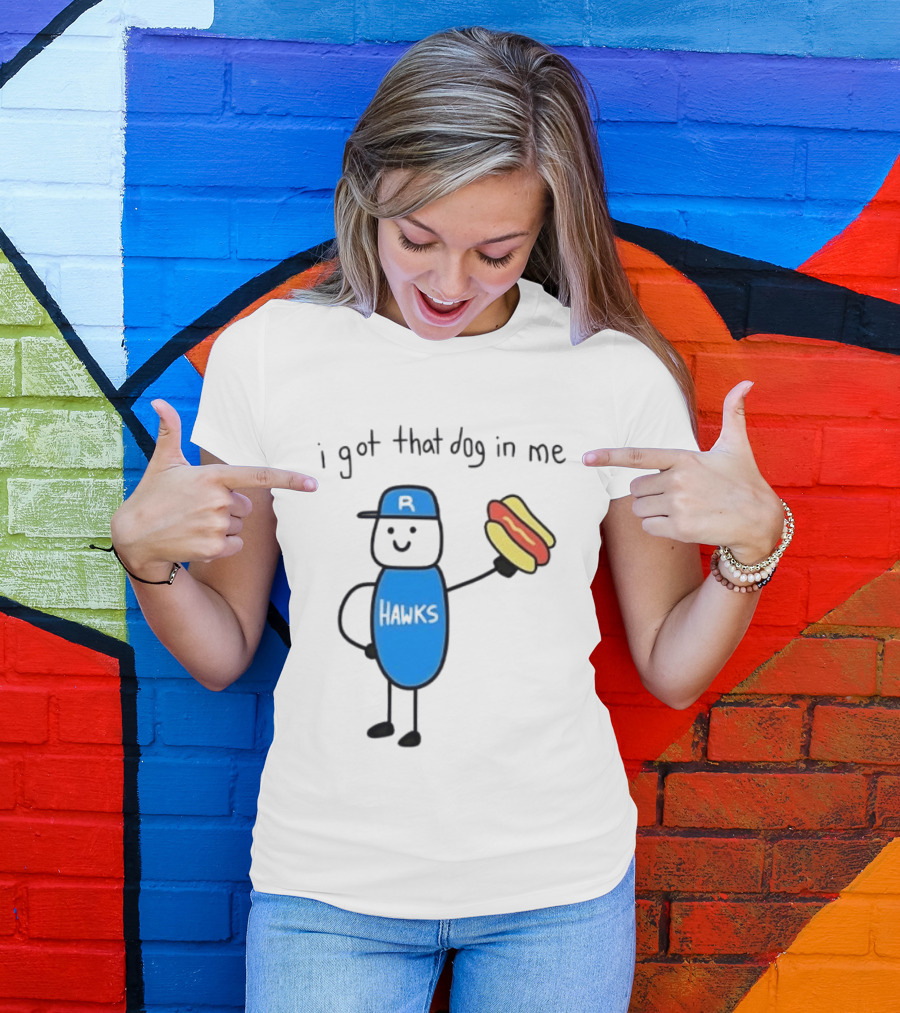 Edmonton Riverhawks I Got That Dog In Me Hot Dog Baseball Stick Figure T-Shirt