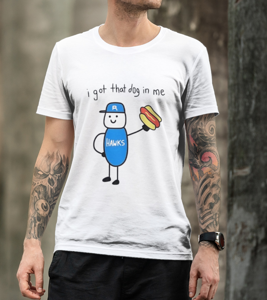 Edmonton Riverhawks I Got That Dog In Me Hot Dog Baseball Stick Figure T-Shirt