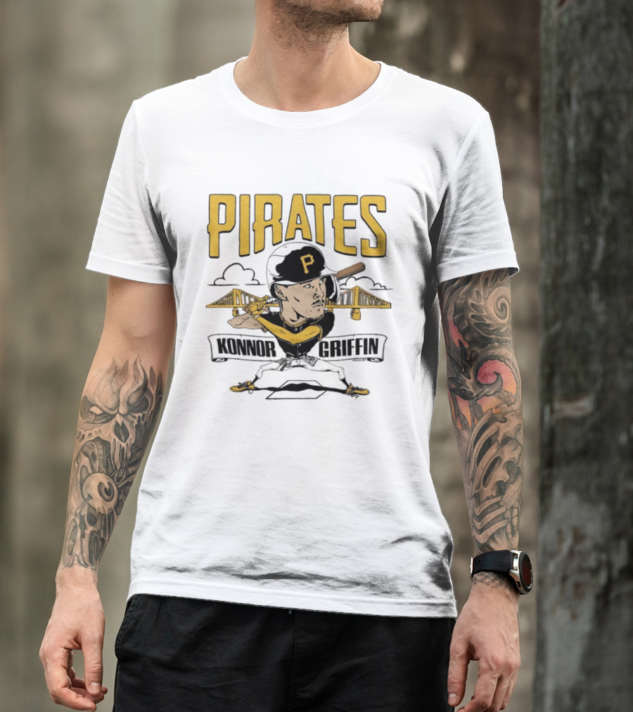 Pittsburgh Pirates Konnor Griffin Caricature Swing With Bridges T-Shirt