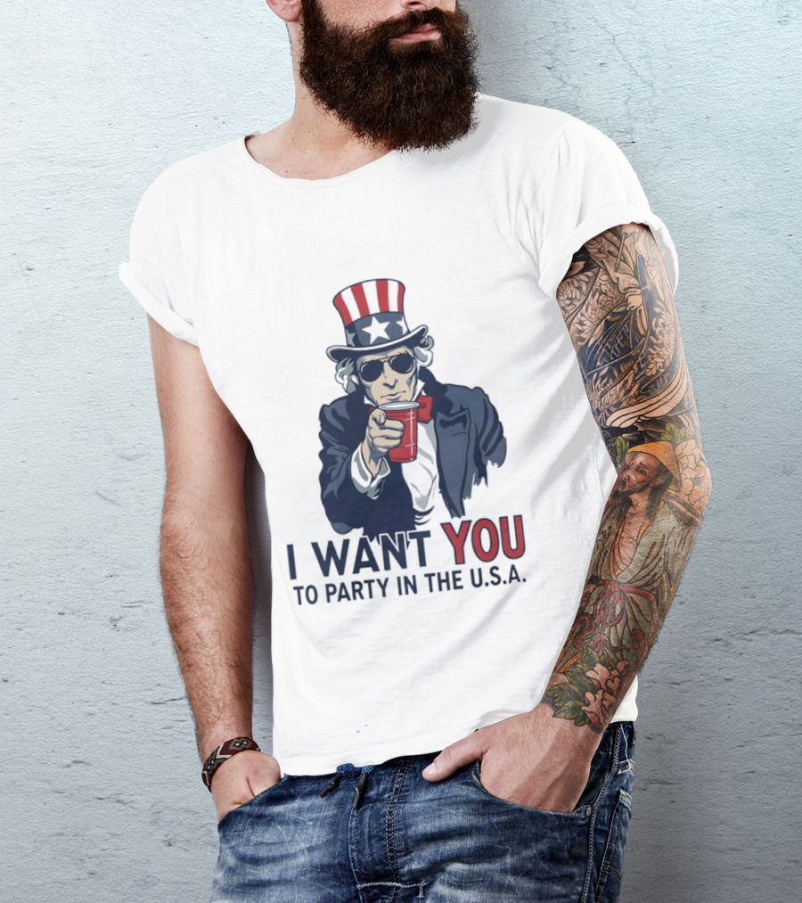 Uncle Sam I Want You To Party In The USA America Patriotic 4th Of July T-Shirt