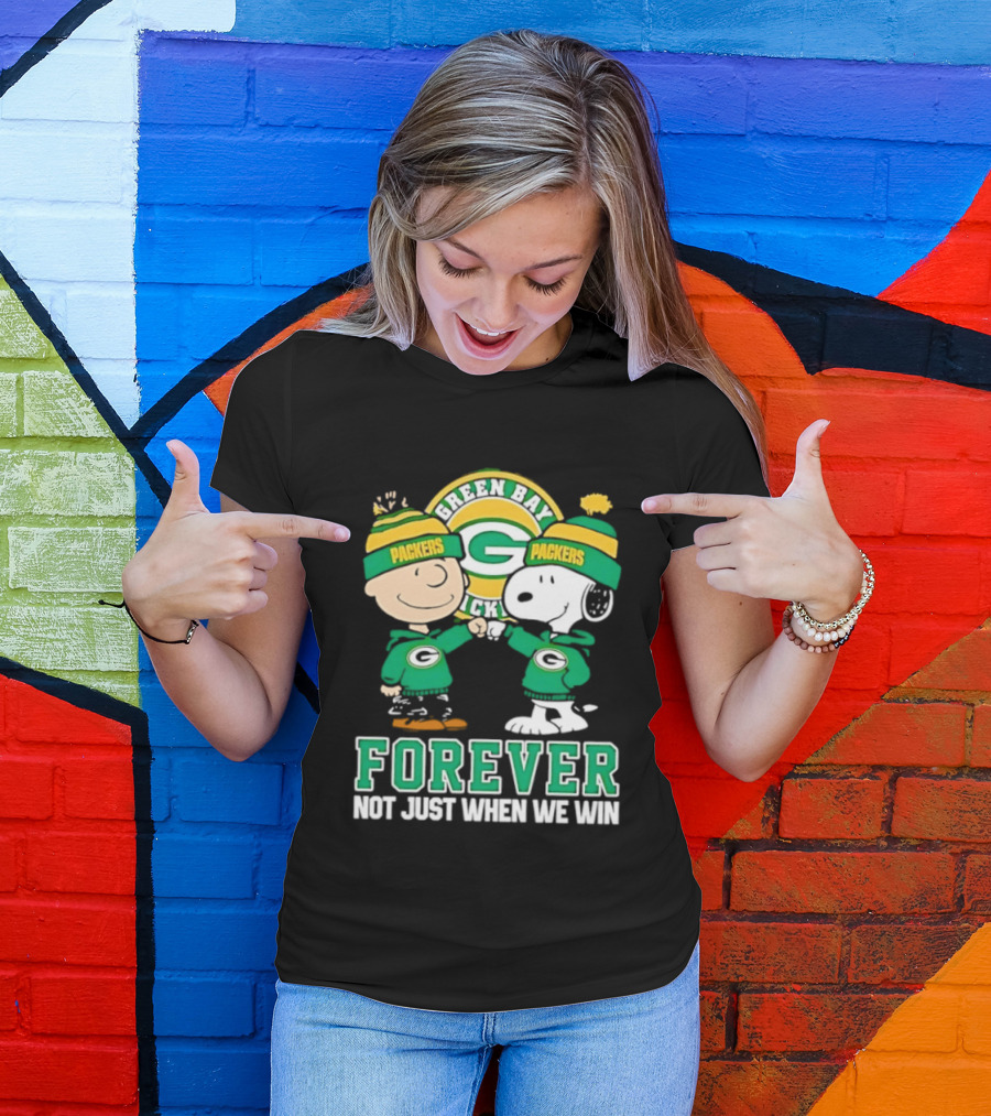 Peanuts Charlie Brown Snoopy Green Bay Packers Forever Not Just When We Win T-Shirt
