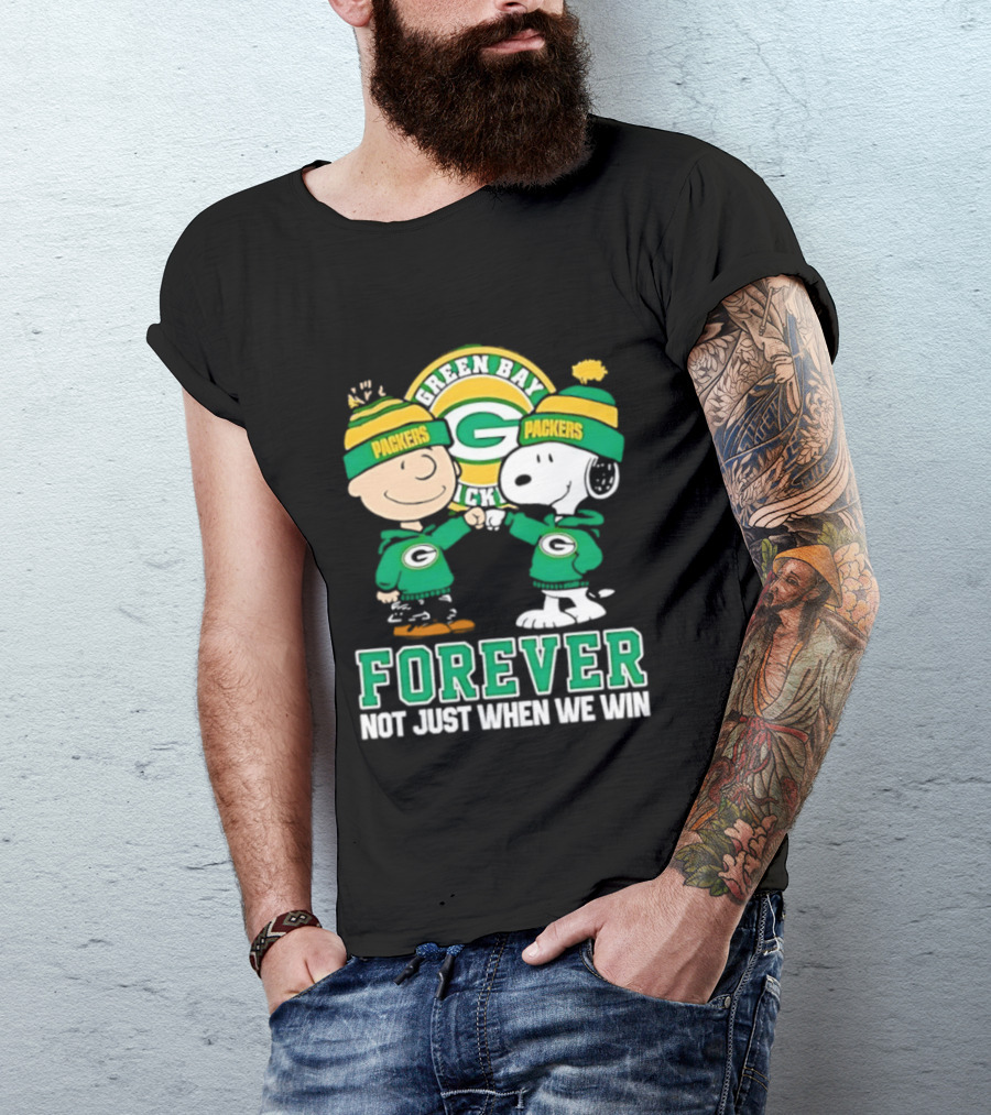 Peanuts Charlie Brown Snoopy Green Bay Packers Forever Not Just When We Win T-Shirt