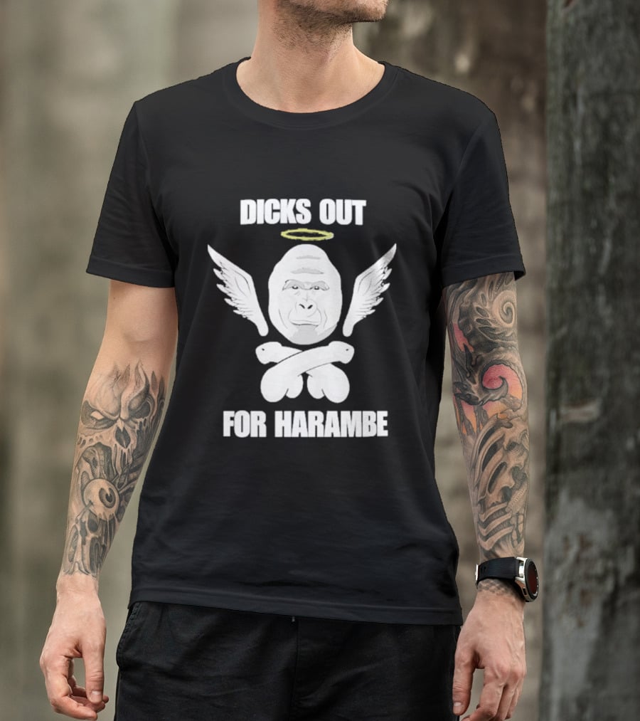 Gorilla With Wings Halo Dicks Out For Harambe T-Shirt