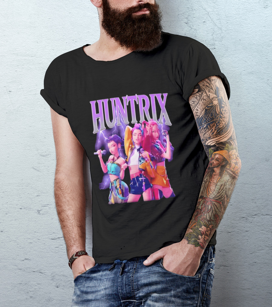 Huntrix Kpop Band Cartoon Characters With Microphones T-Shirt