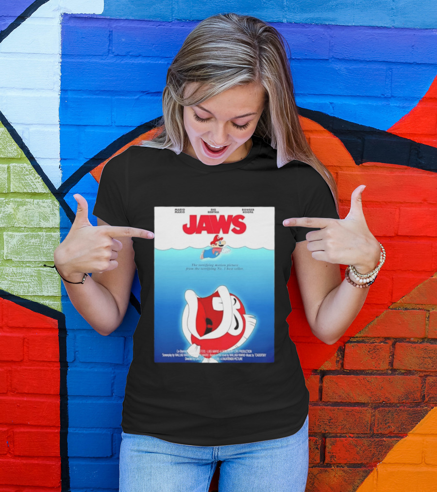 Mario Jaws Big Bertha Bowser Koopa Movie T-Shirt