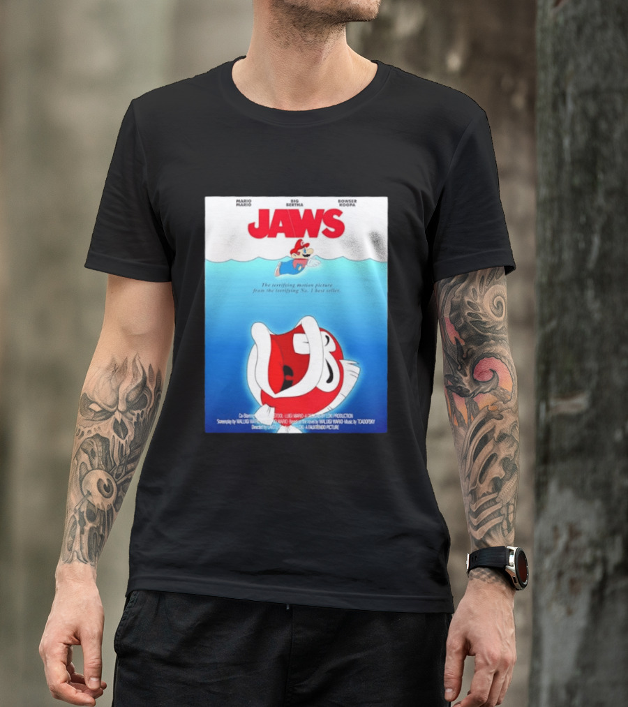 Mario Jaws Big Bertha Bowser Koopa Movie T-Shirt