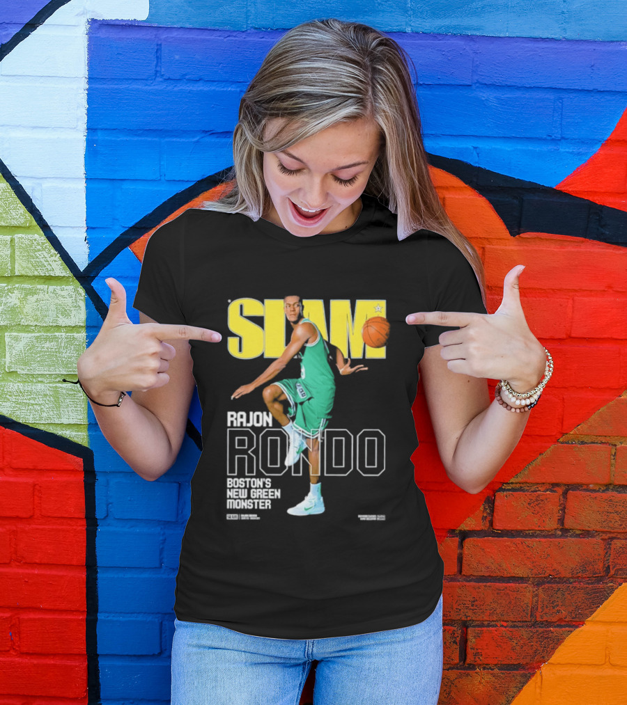 Slam Magazine Cover Rajon Rondo Boston New Green Monster Basketball T-Shirt