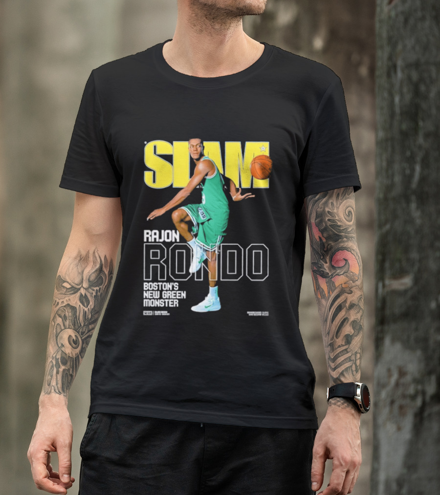 Slam Magazine Cover Rajon Rondo Boston New Green Monster Basketball T-Shirt