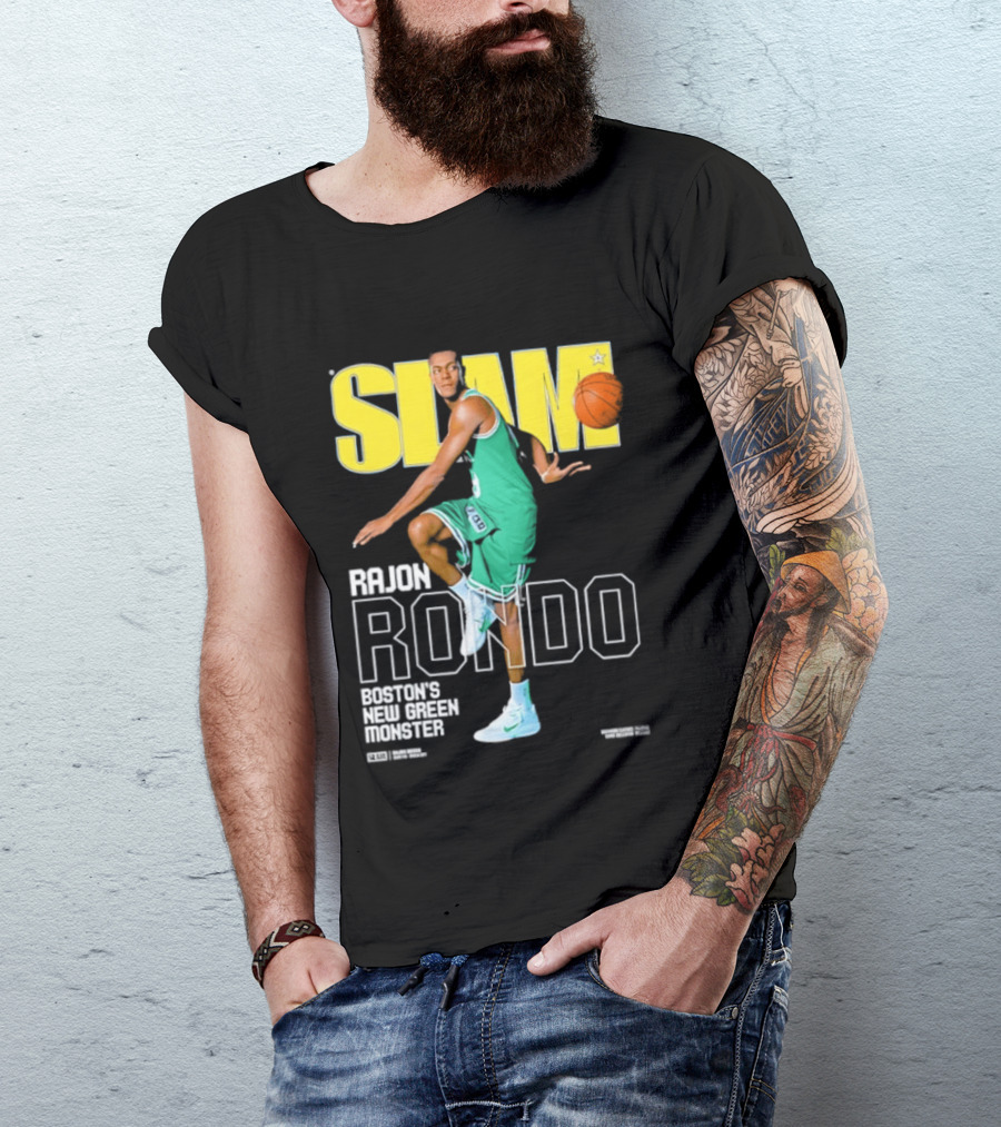 Slam Magazine Cover Rajon Rondo Boston New Green Monster Basketball T-Shirt