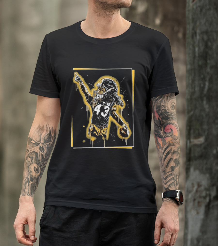 Troy Polamalu Pittsburgh Steelers 43 Splatter Paint Art Football T-Shirt