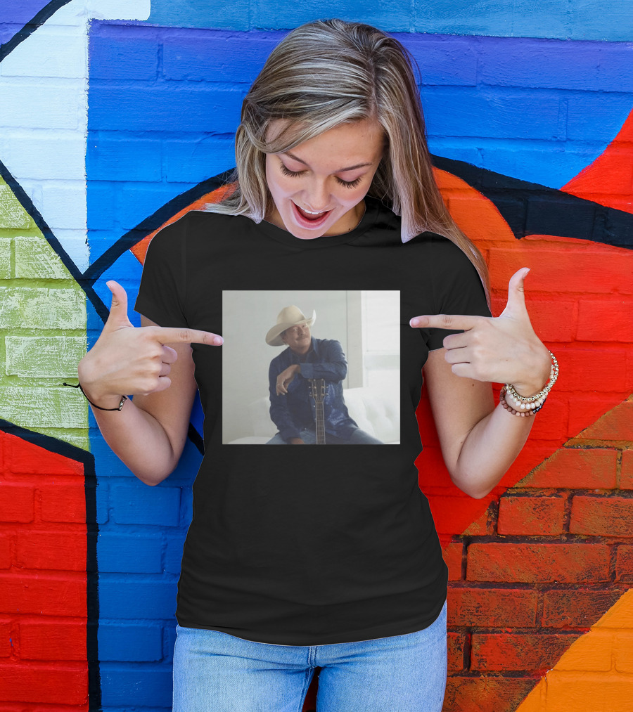 Alan Jackson I Want To Stroll Over Heaven With You White Hat Blue Guitar T-Shirt