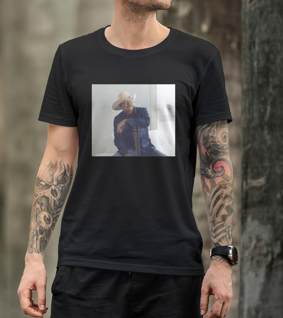Alan Jackson I Want To Stroll Over Heaven With You White Hat Blue Guitar T-Shirt