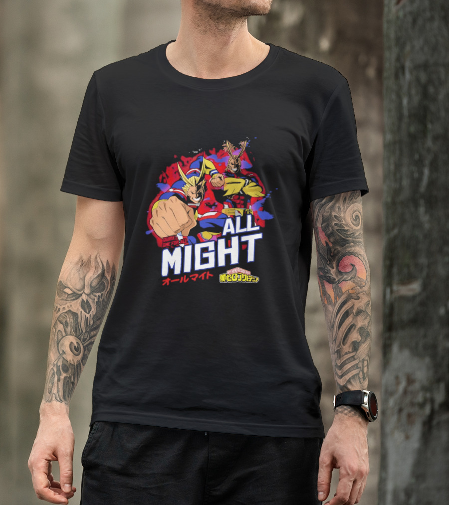 All Might My Hero Academia Anime Hero Iconic Character Art Quirk One For All T-Shirt