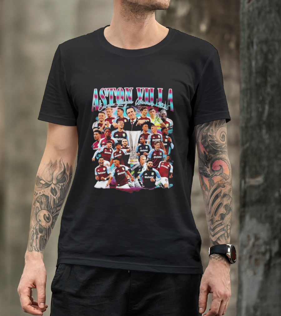 Aston Villa Europa League Winners 2026 Collage T-Shirt