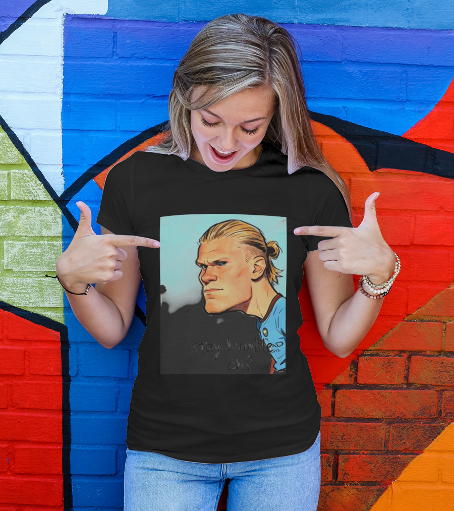 Erling Haaland Cartoon Manchester City Stay Humble Eh T-Shirt