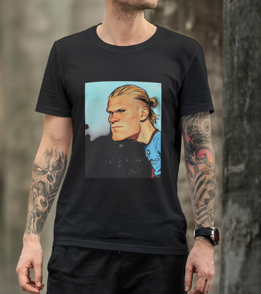 Erling Haaland Cartoon Manchester City Stay Humble Eh T-Shirt