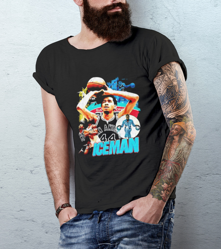 George Gervin Iceman San Antonio Spurs 44 Basketball Legend T-Shirt
