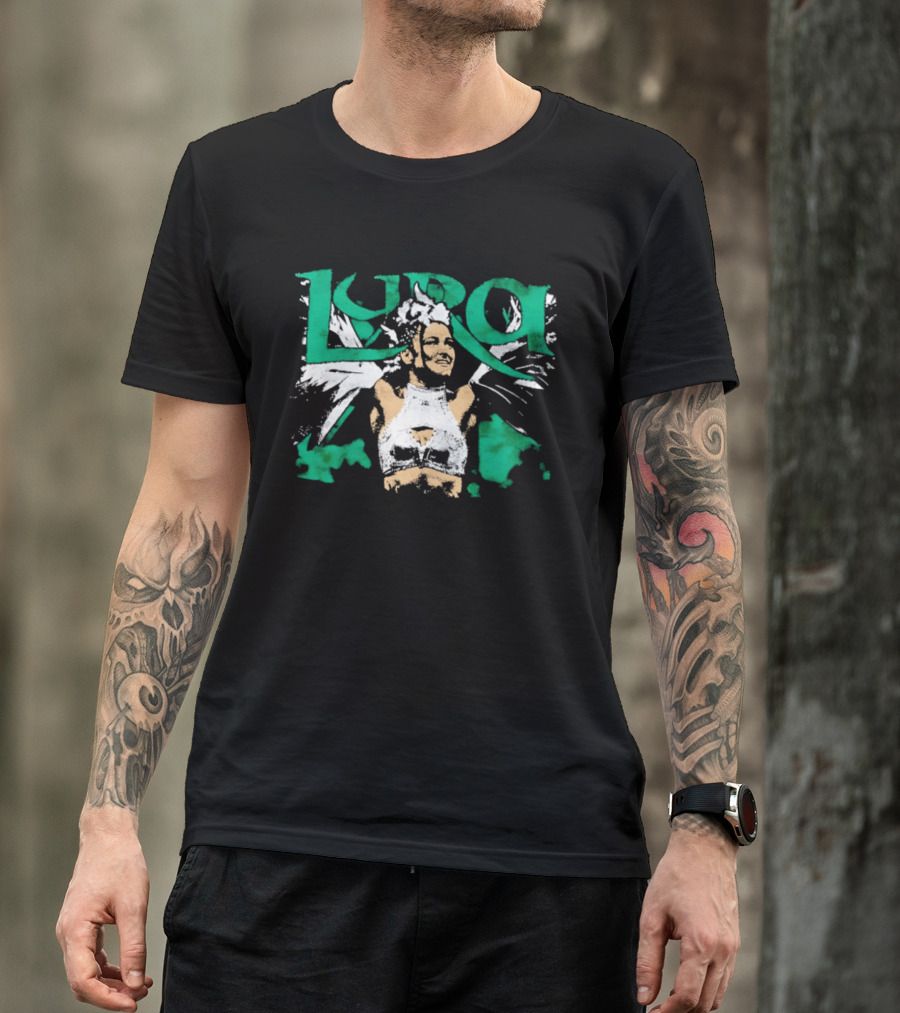 Lyra Valkyria WWE Wrestling White Outfit Green Accents T-Shirt