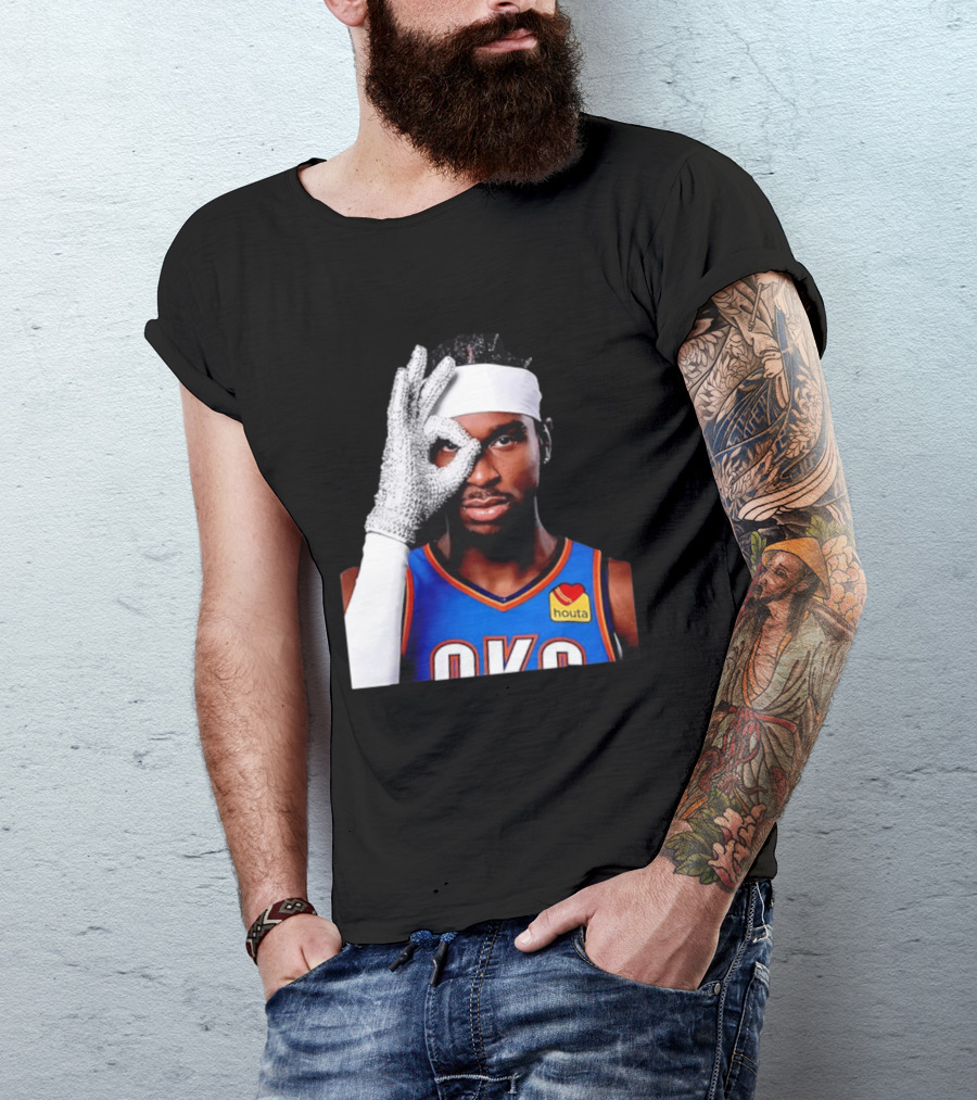 Shai Gilgeous Alexander Oklahoma City Thunder Clutch Player Of The Year 2026 Glitter Gloves Houta OKC T-Shirt
