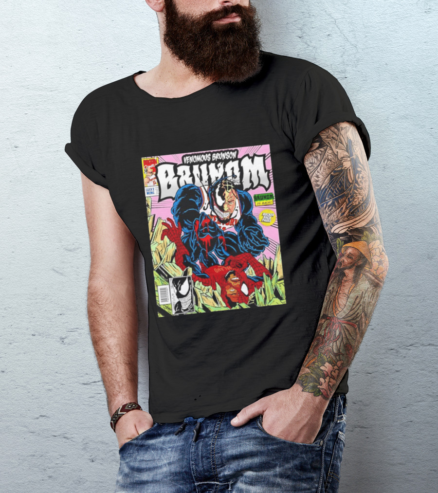 Venomous Brunson Venom X Jalen Brunson Marvel Comic Brunes Back Cover Price T-Shirt
