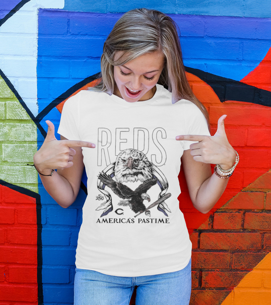Cincinnati Reds Bald Eagle America's Pastime 250th Celebration T-Shirt