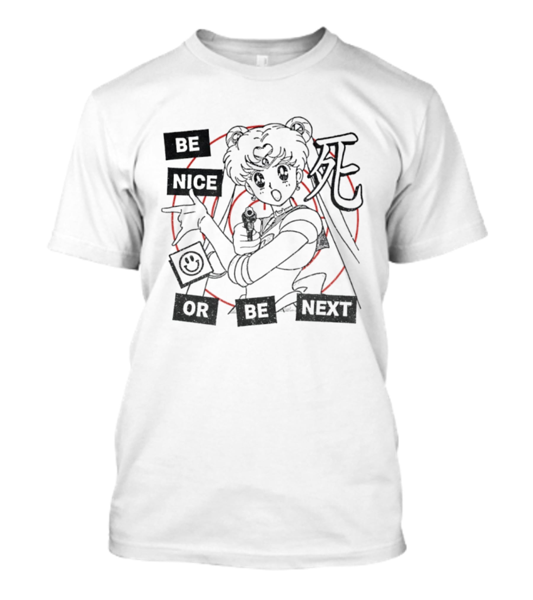 Be Nice Or Be Next Anime Girl With Gun And Red Target T-Shirt