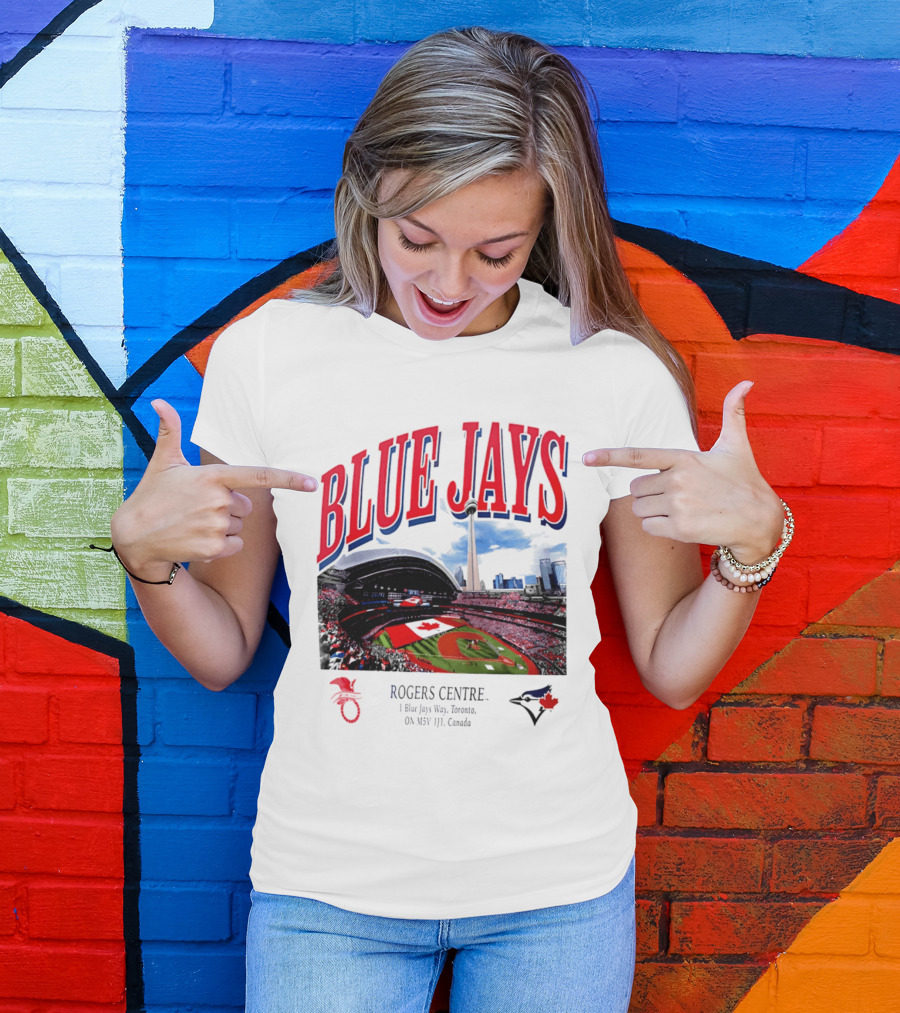 Blue Jays Rogers Centre Toronto Skyline CN Tower Baseball Stadium Canada T-Shirt