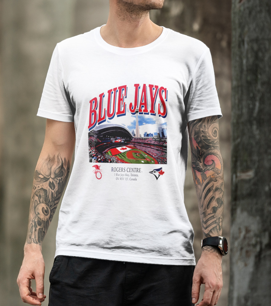 Blue Jays Rogers Centre Toronto Skyline CN Tower Baseball Stadium Canada T-Shirt