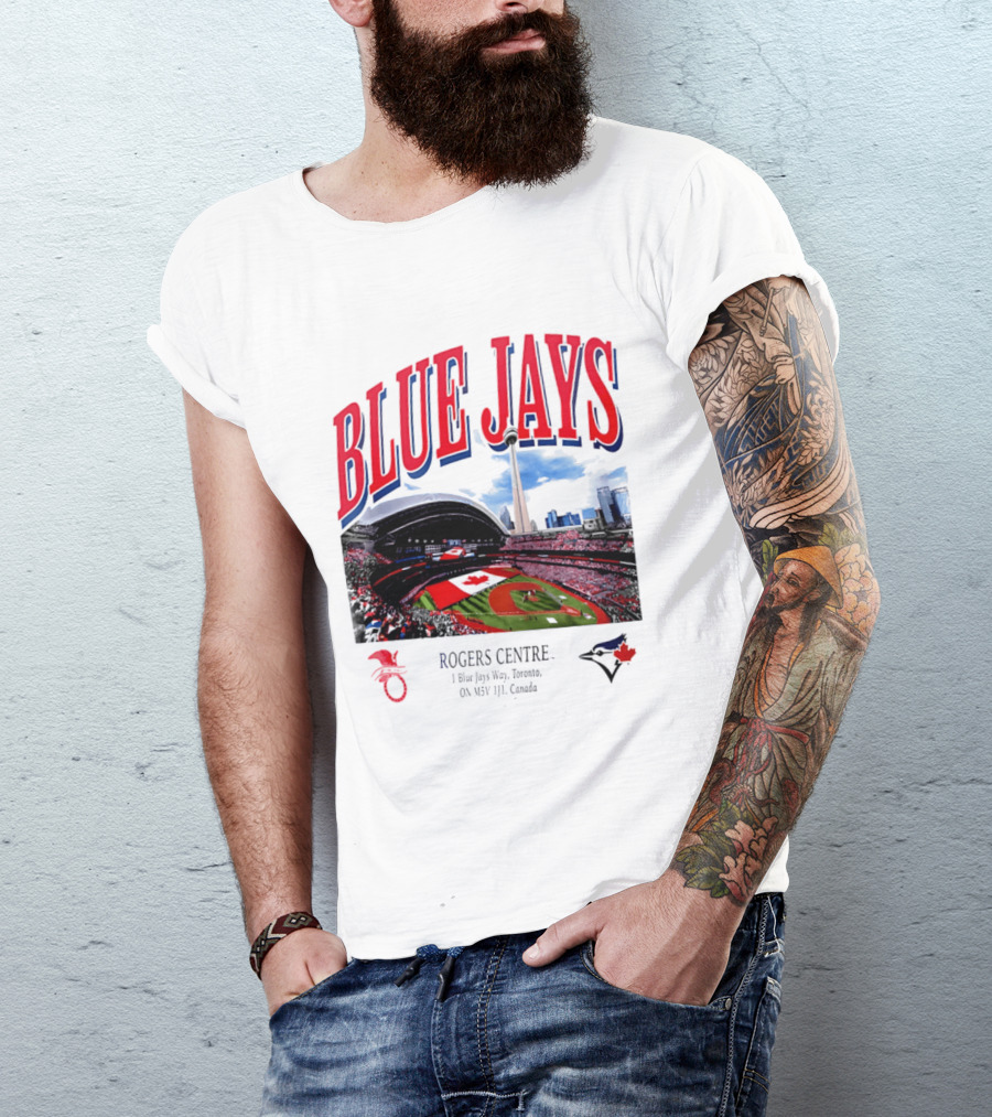 Blue Jays Rogers Centre Toronto Skyline CN Tower Baseball Stadium Canada T-Shirt