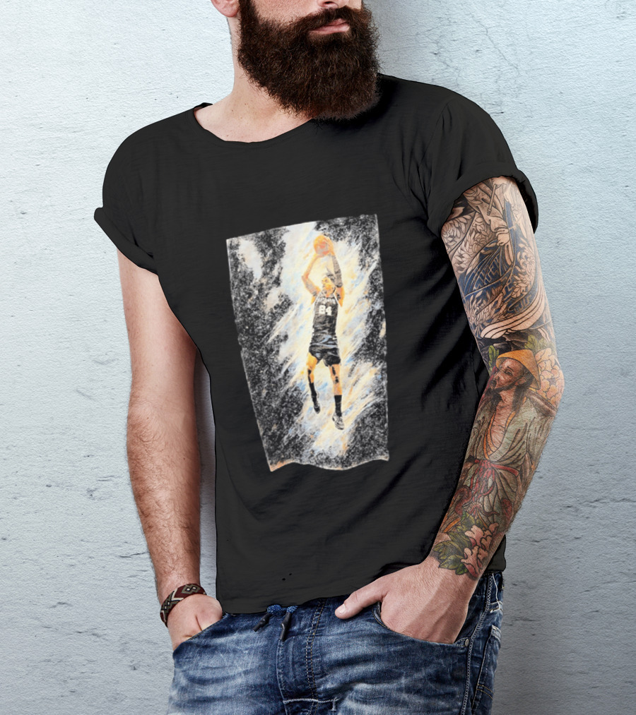 Devin Vassell 24 San Antonio Spurs Basketball Player In Iconic Action Pose T-Shirt